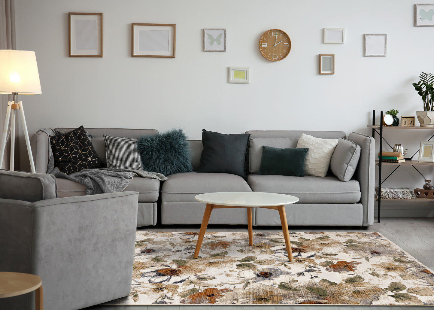 Contemporary Botanical Cream Area Rug