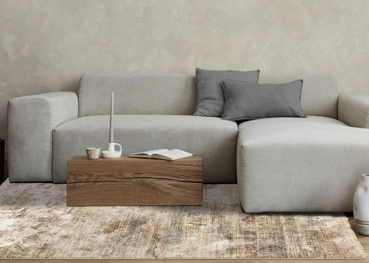 Alfombra contemporánea tribal estilo suroeste en color crema