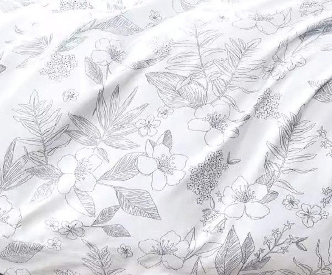 100% Cotton White and Grey Duvet Cover Set