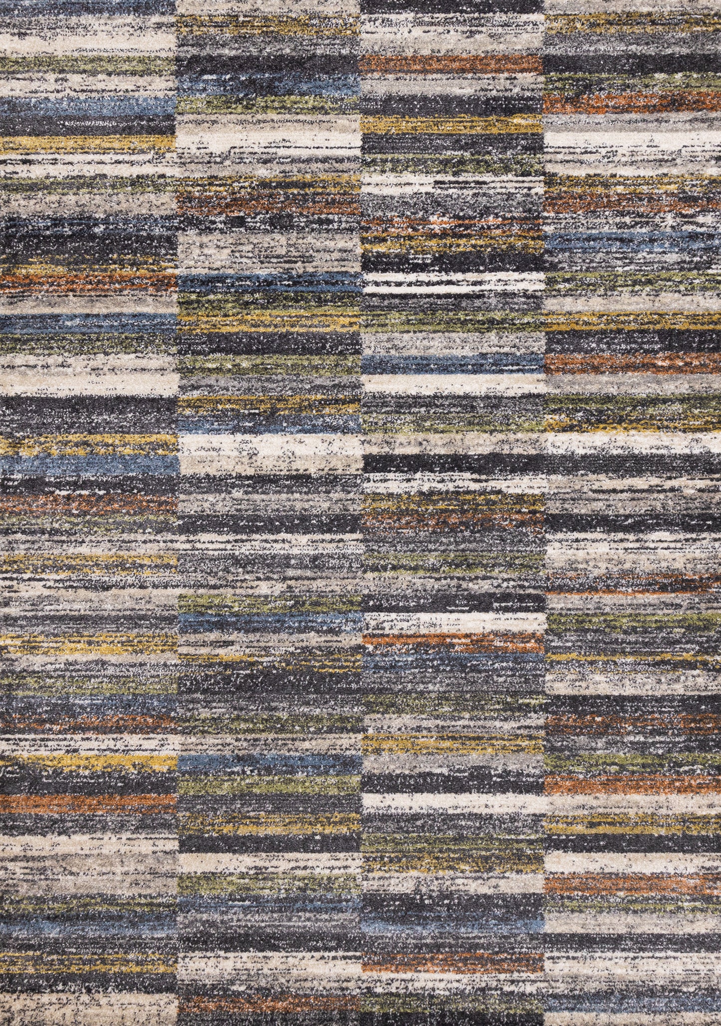 Alfombra contemporánea de rayas desgastadas en gris