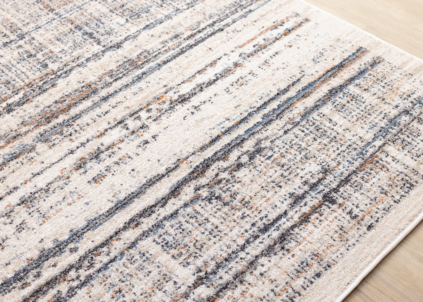 Contemporary Border Distressed Beige Area Rug