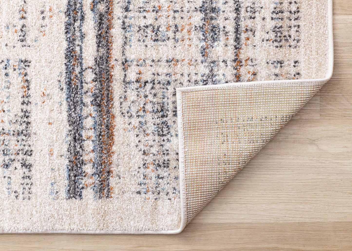 Contemporary Border Distressed Beige Area Rug