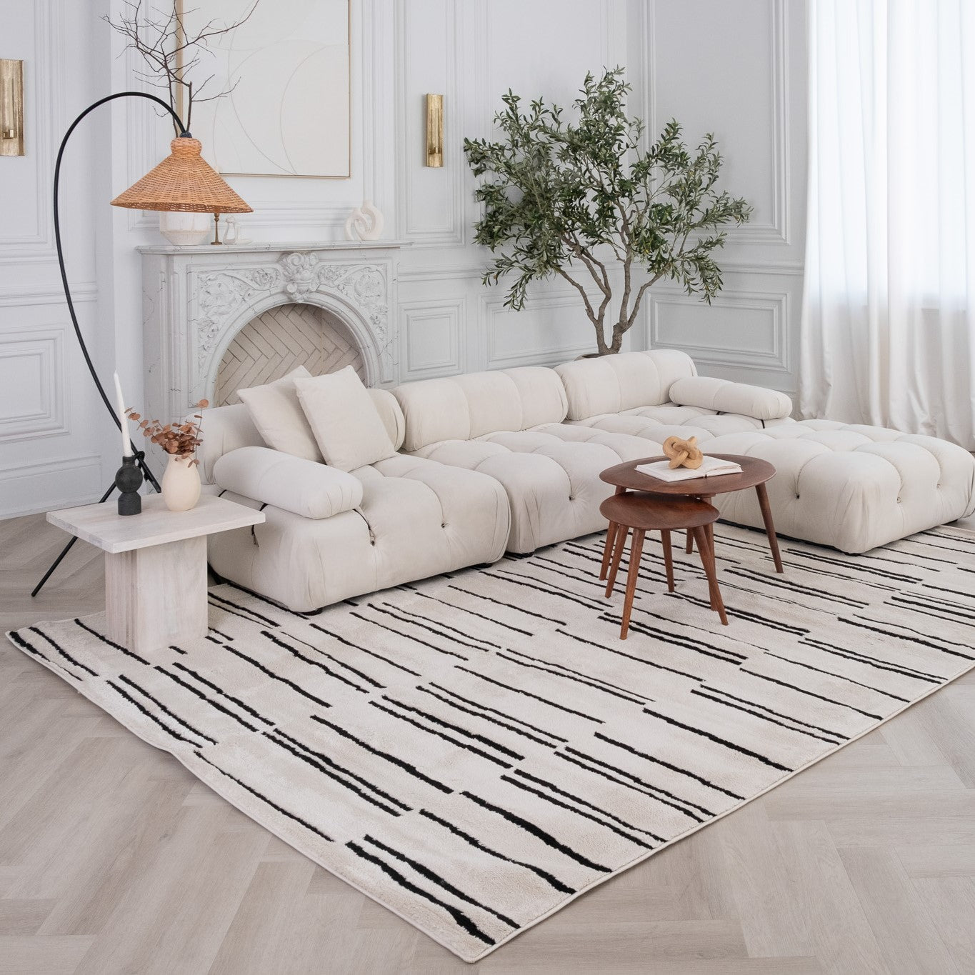 Tapis Domus Abstract Modern Crème Noir