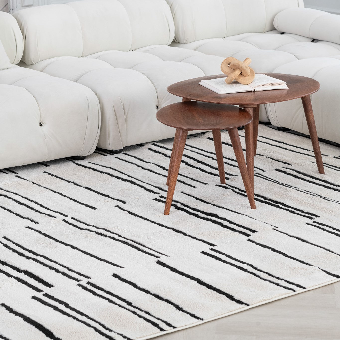 Tapis Domus Abstract Modern Crème Noir
