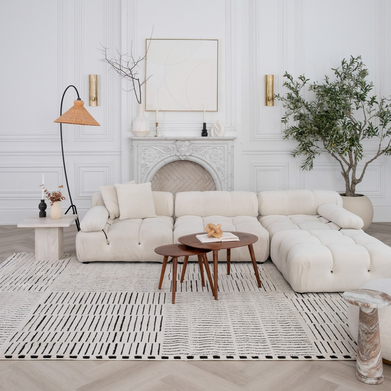 Alfombra Domus Abstract Modern Cream Black