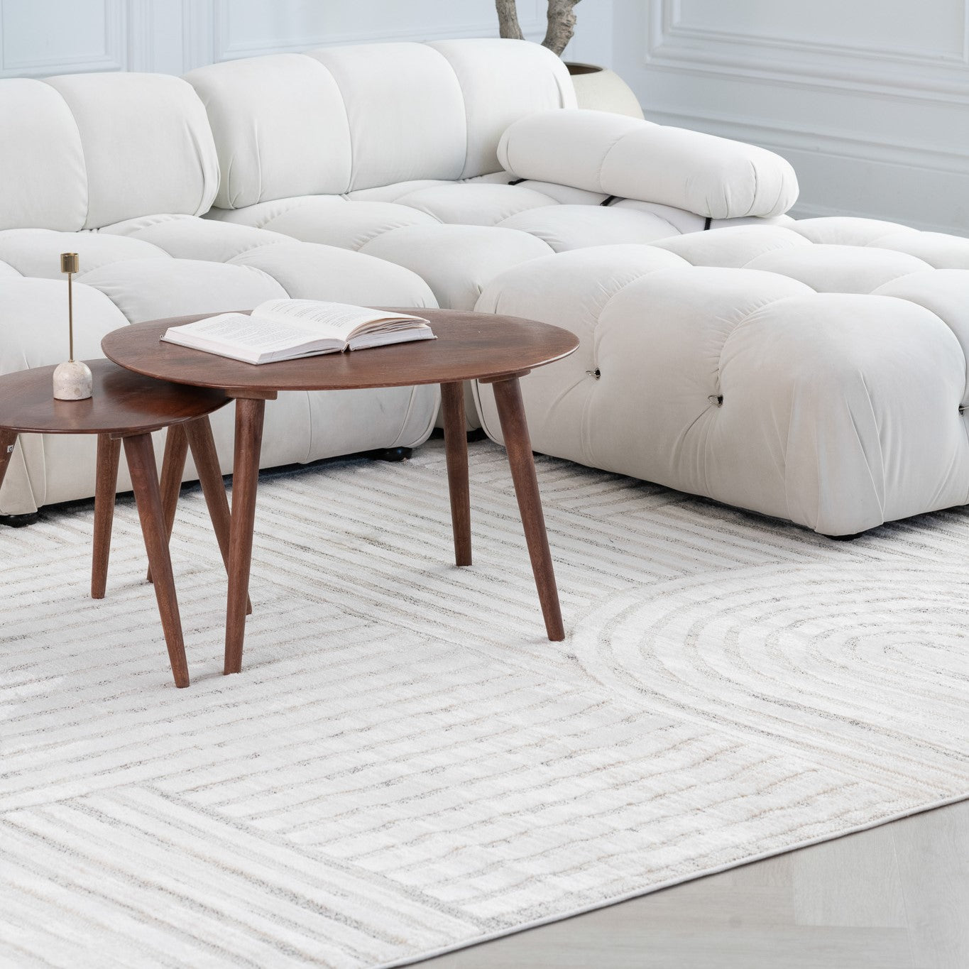 Alfombra geométrica moderna color crema Astra