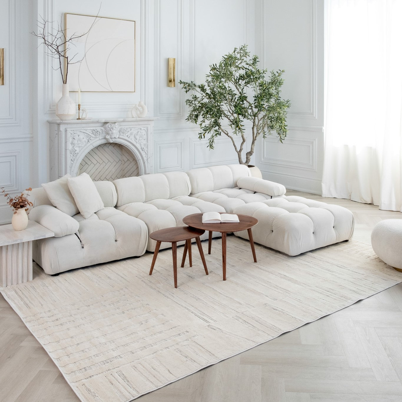 Tapis beige abstrait moderne Astra