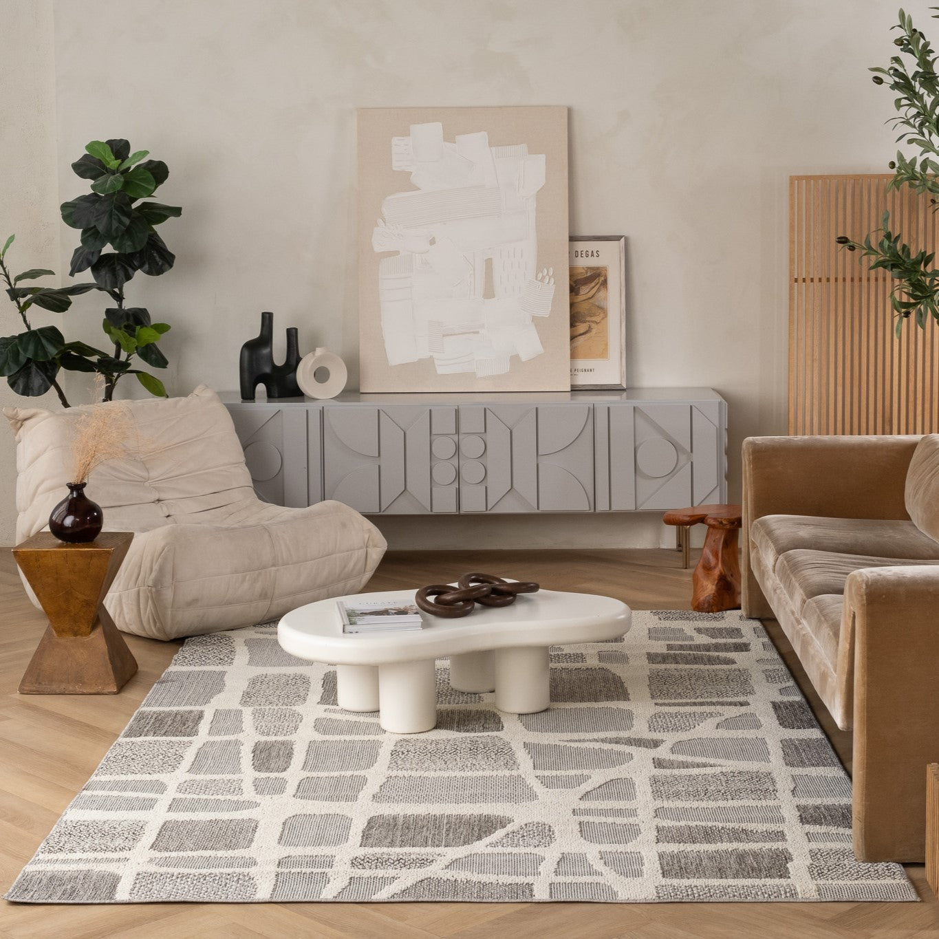 Hogar Abstract Modern Grey Rug