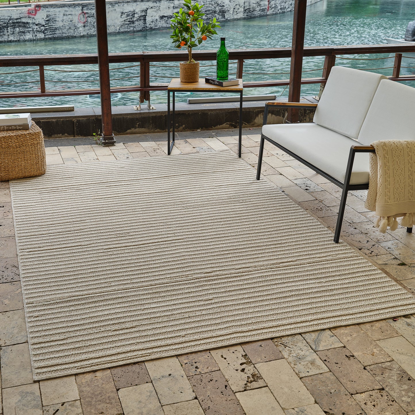 Alfombra moderna marrón a rayas Hogar