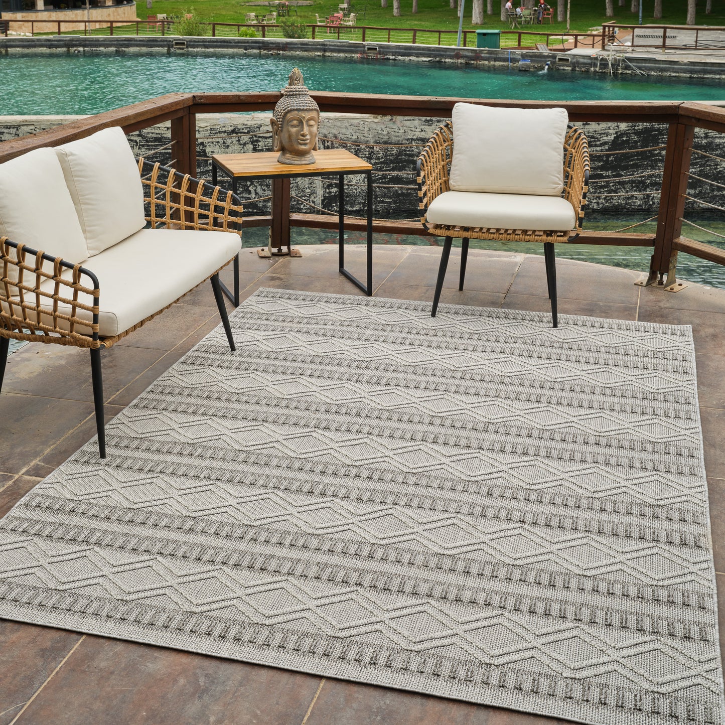 Tapis gris moderne abstrait Hogar