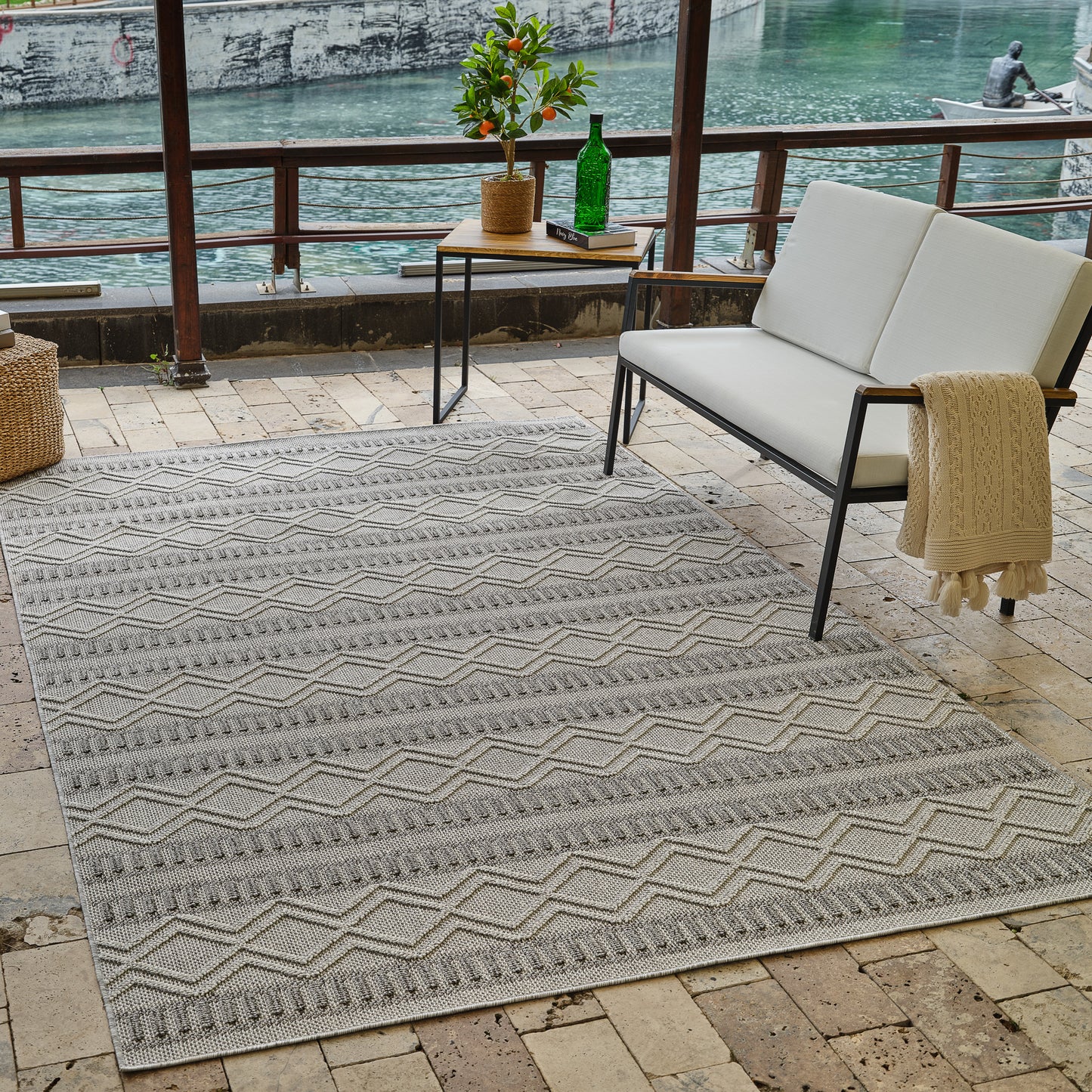 Tapis gris moderne abstrait Hogar
