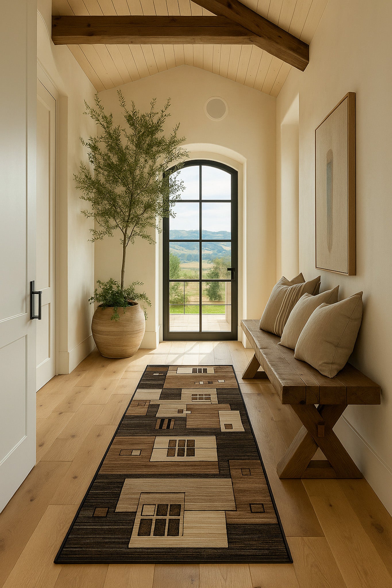 Montage Geometric Checkered Brown Rug