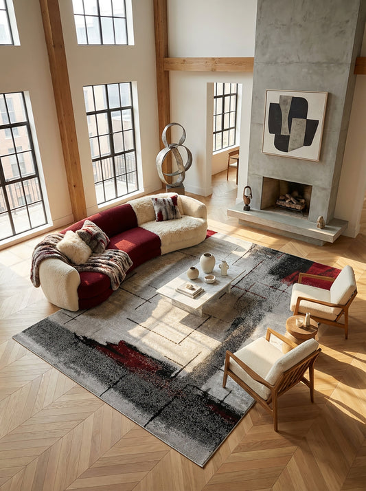 Alfombra gris moderna abstracta de montaje