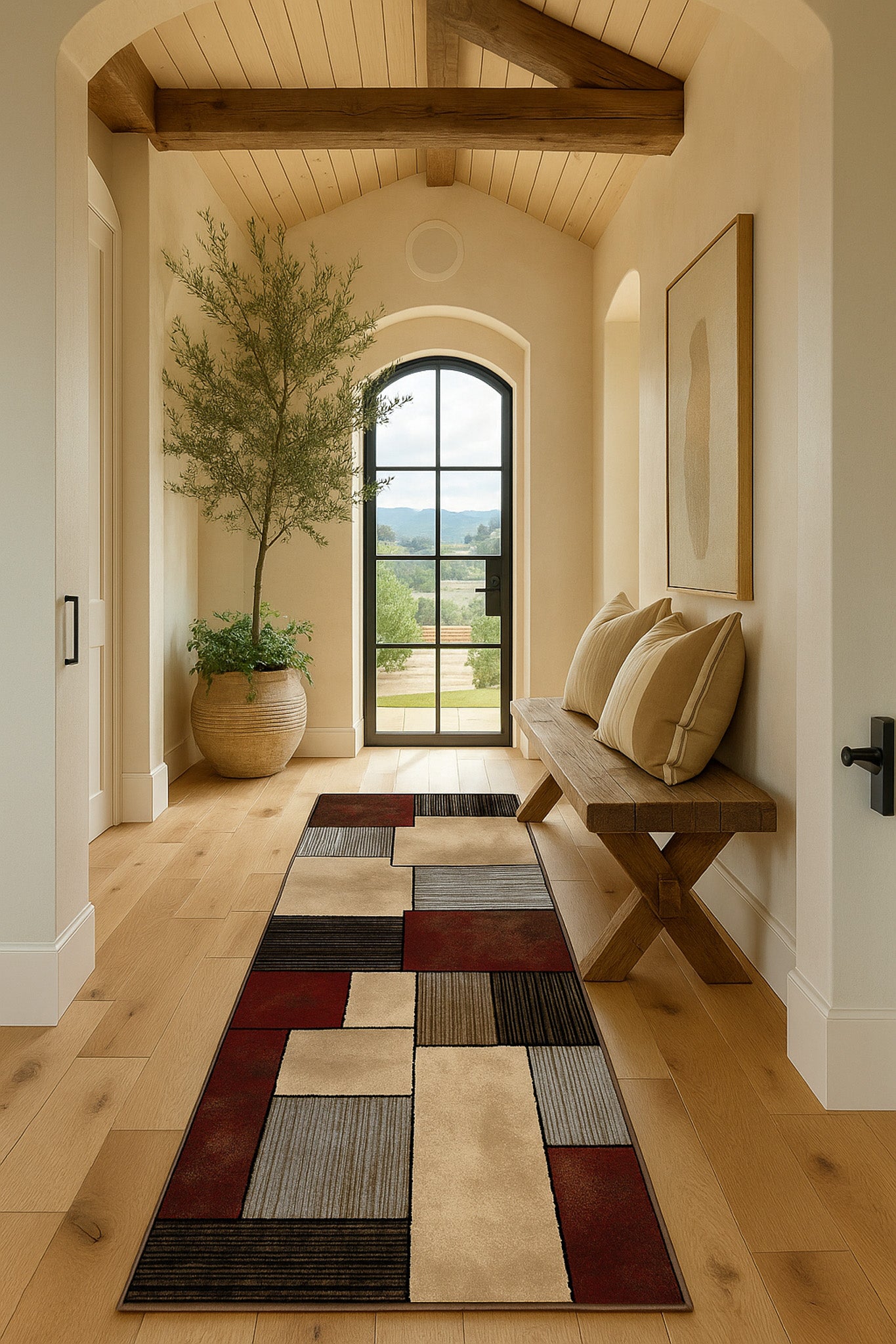 Montage Abstract Checkered Brown Rug