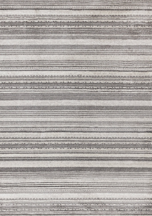 Contemporary Stripes Tribal Grey Area Rug