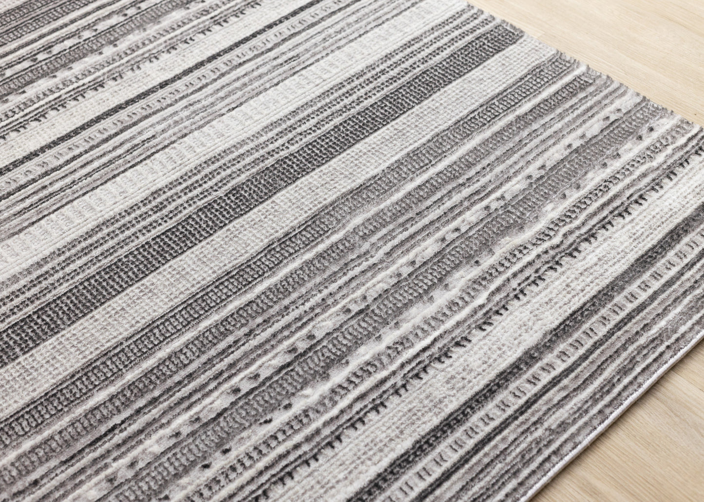 Contemporary Stripes Tribal Grey Area Rug
