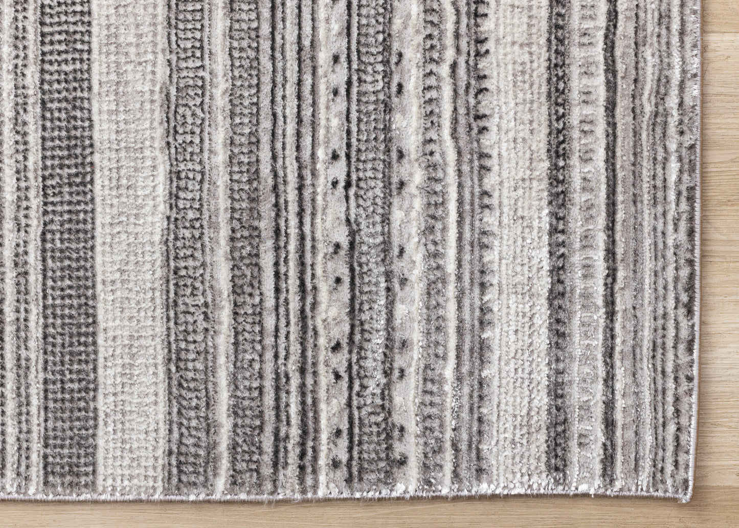 Contemporary Stripes Tribal Grey Area Rug