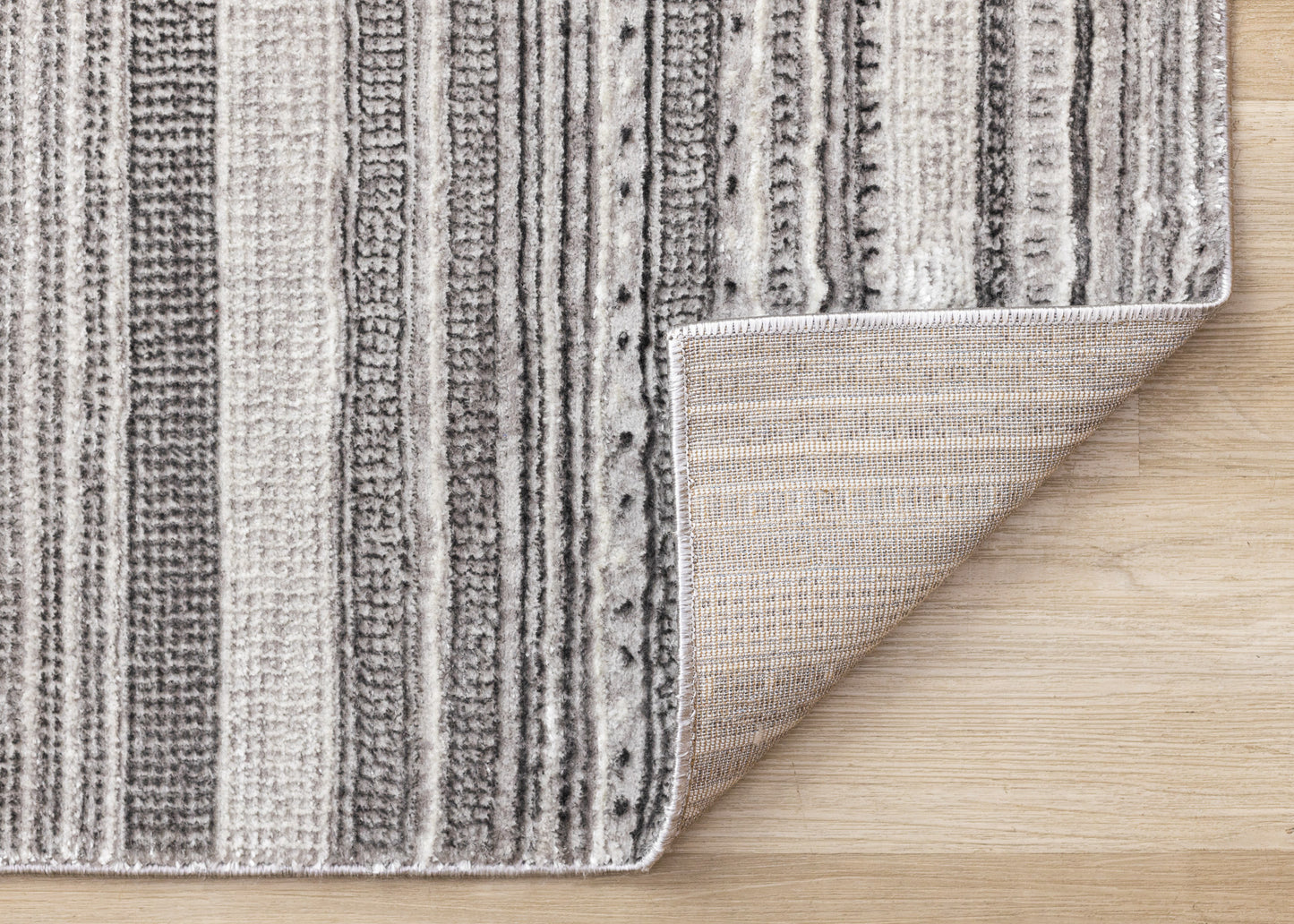 Contemporary Stripes Tribal Grey Area Rug