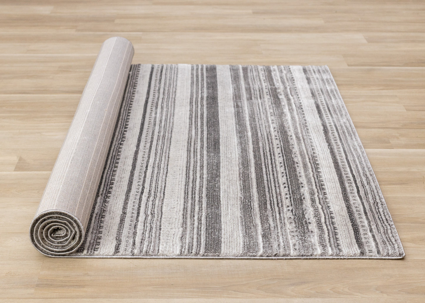 Contemporary Stripes Tribal Grey Area Rug