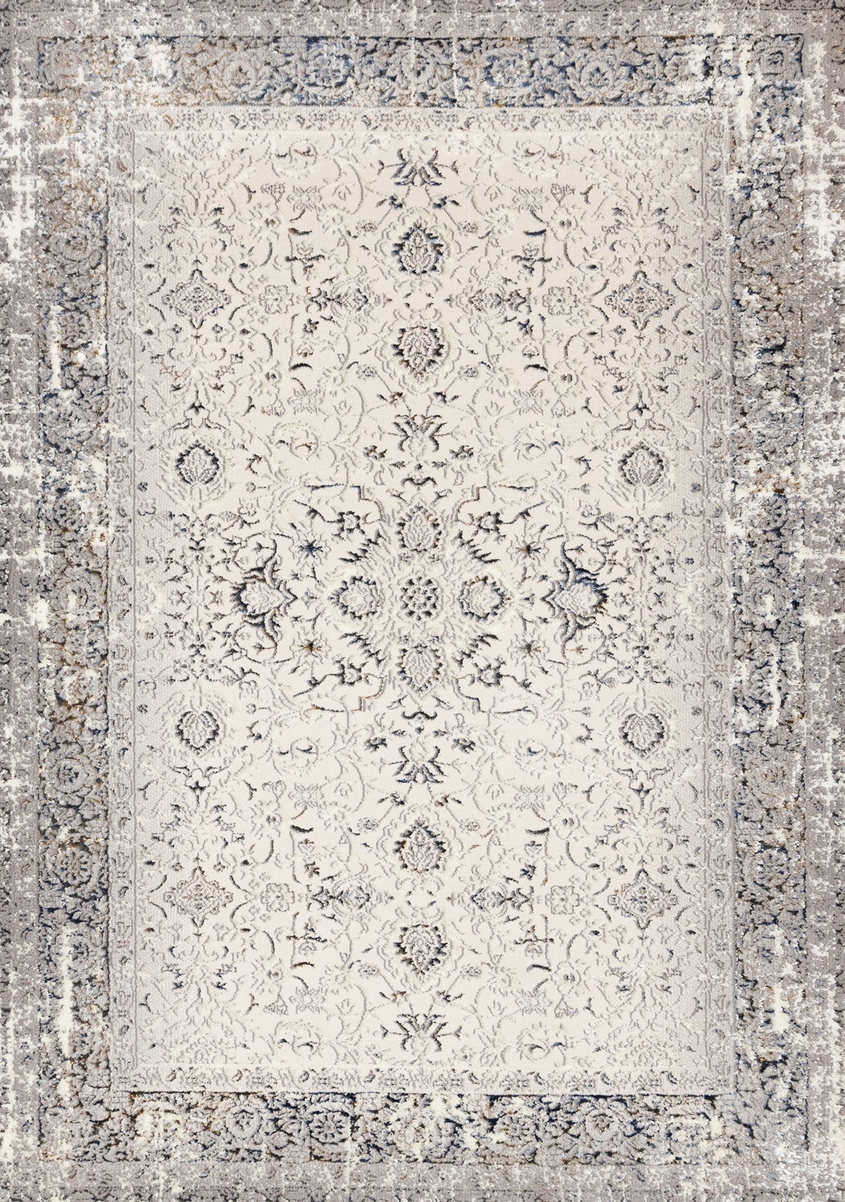 Tapis traditionnel à bordure élégant crème