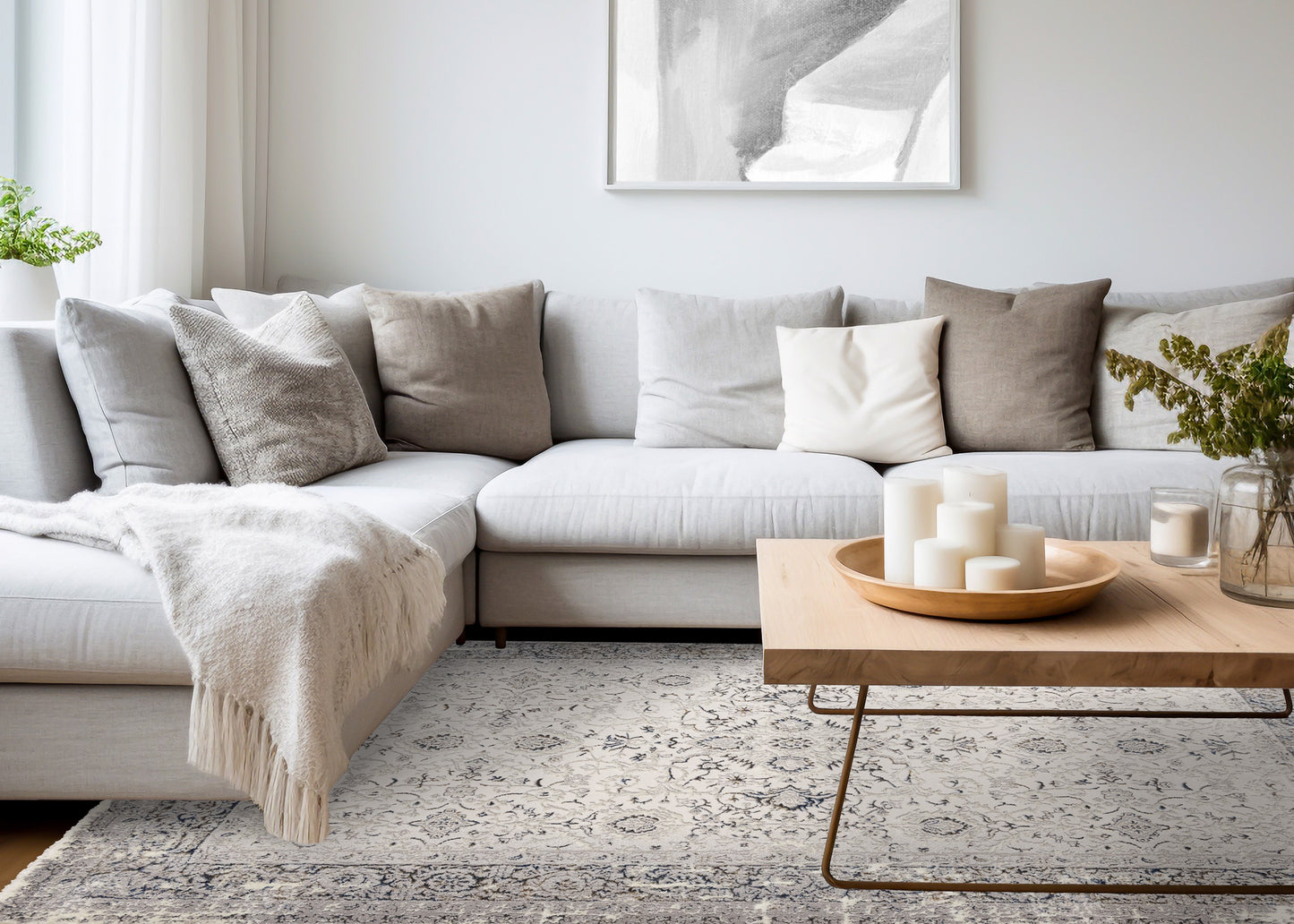 Traditional Border Elegant Cream Area Rug