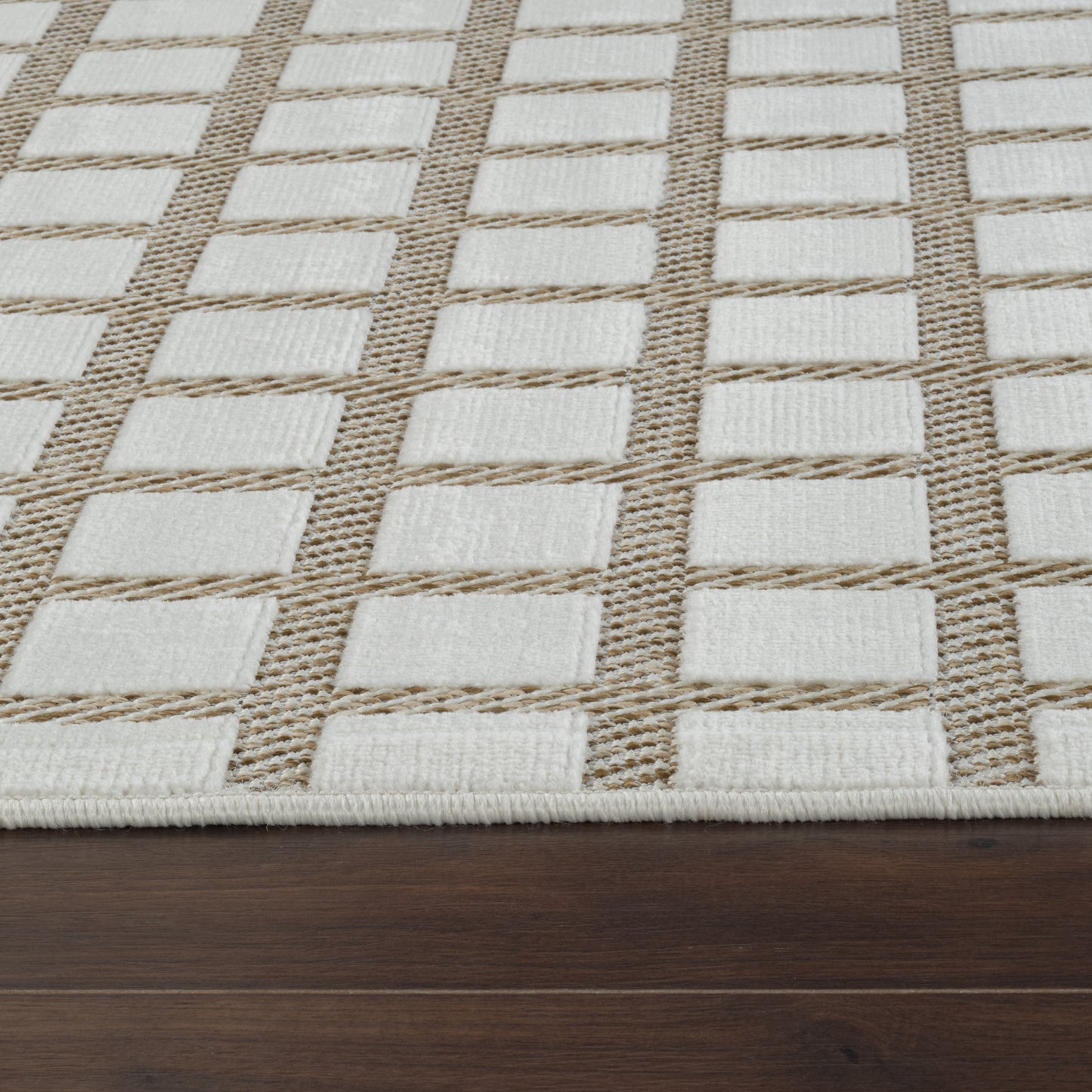 Tapis beige moderne à carreaux Maise