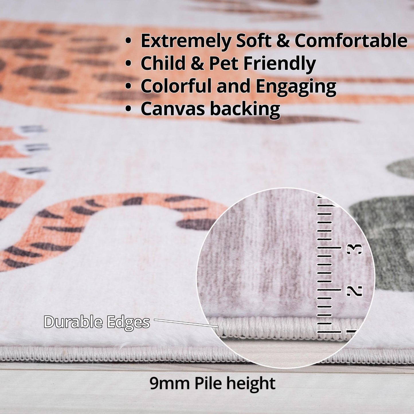 Jungle Safari Contemporary White and Beige Indoor Rug