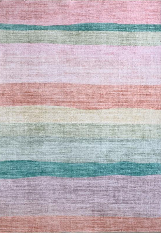 Tapis Haze à rayures rose et vert pour salle de jeux