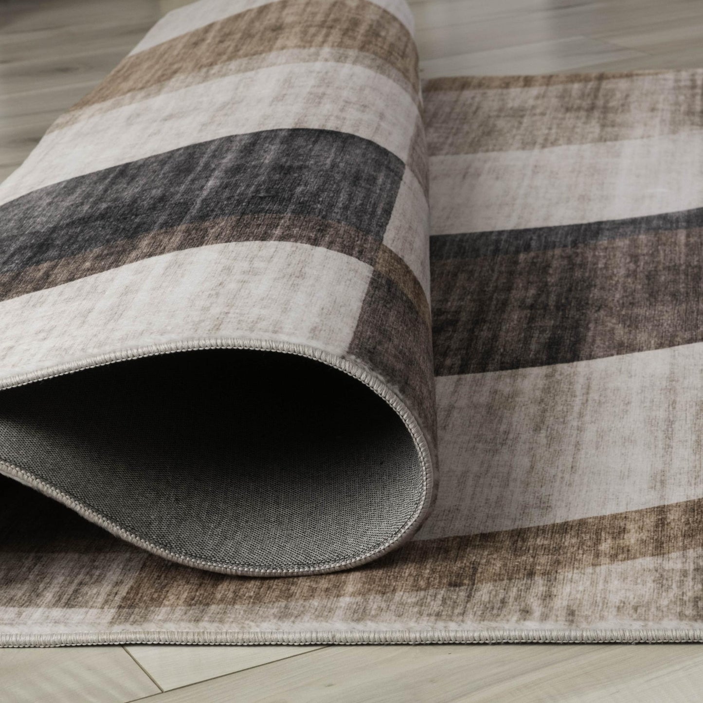 Theo Checkered Contemporary Brown and Beige Indoor Rug-7