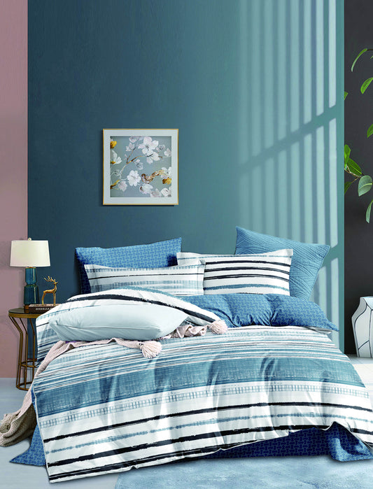 100% Jacquard Micro Blue Duvet Cover Set