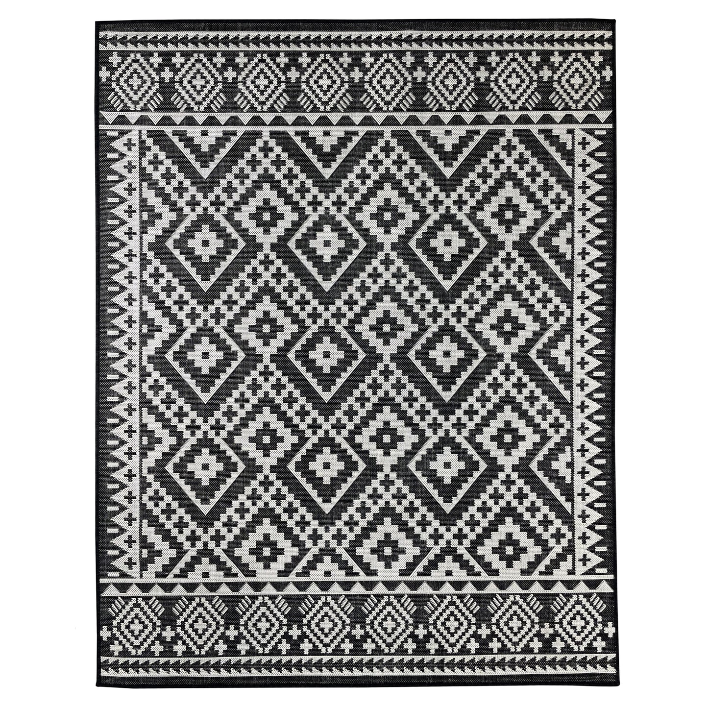 South-Western Modern Black and White Outdoor Rug