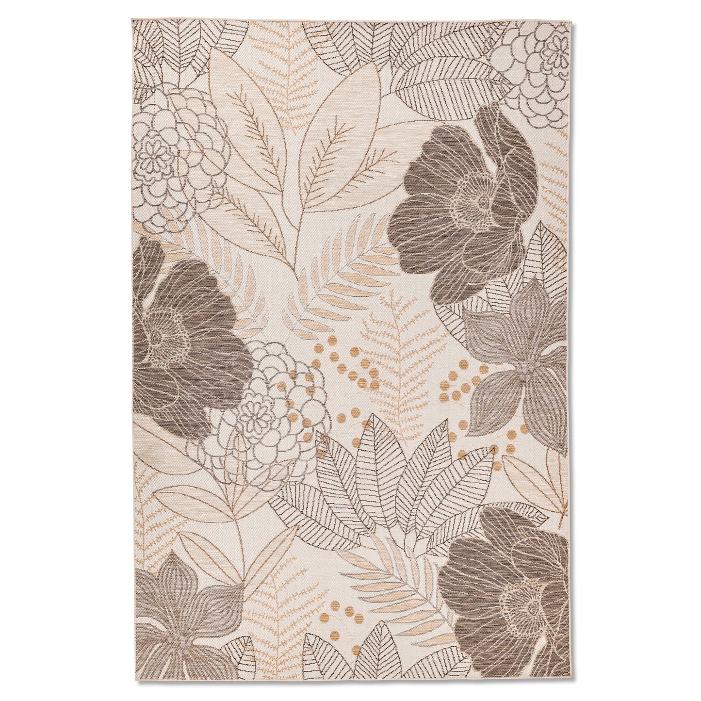 Floral Modern Beige and Ivory Outdoor Rug