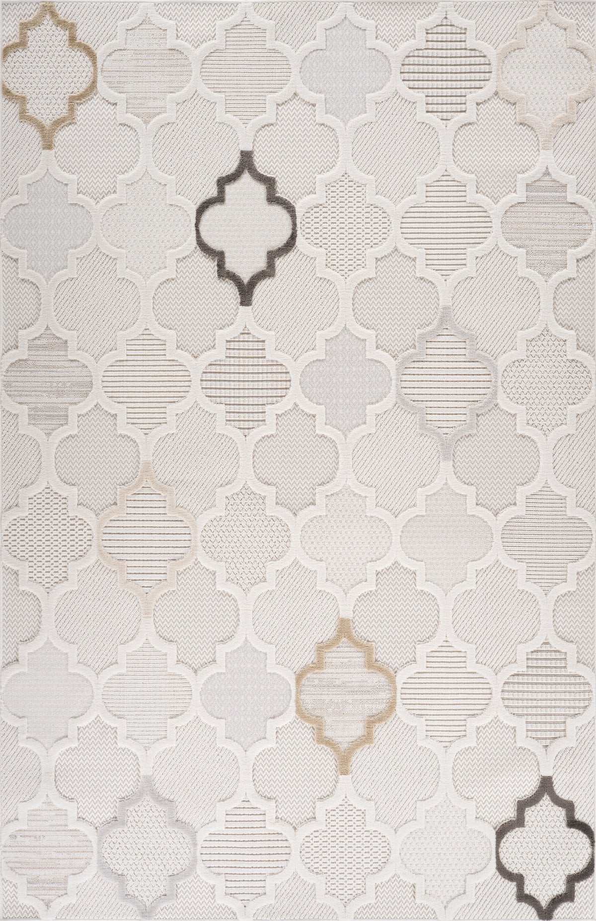 Tapis Elyra à treillis contemporain crème et beige