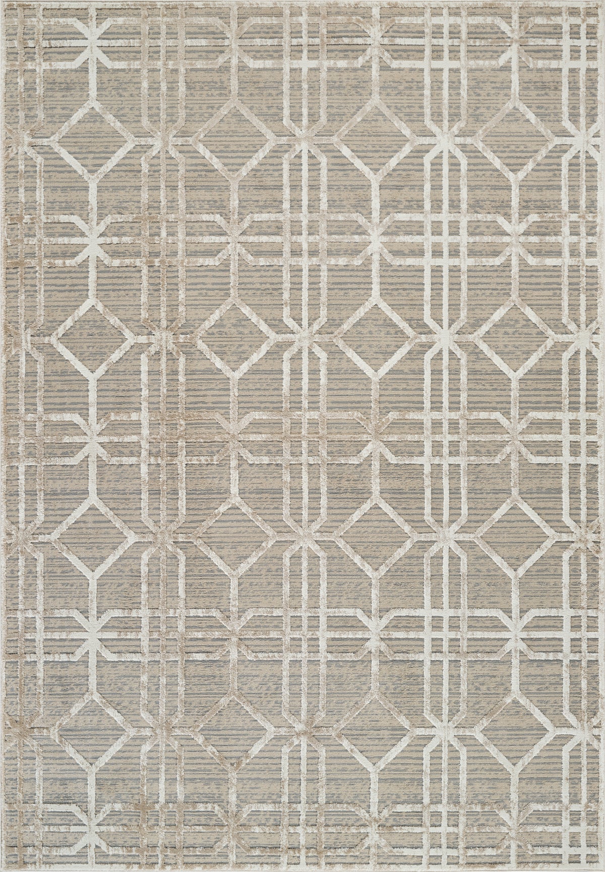 Tapis Kiona à treillis moderne beige et marron