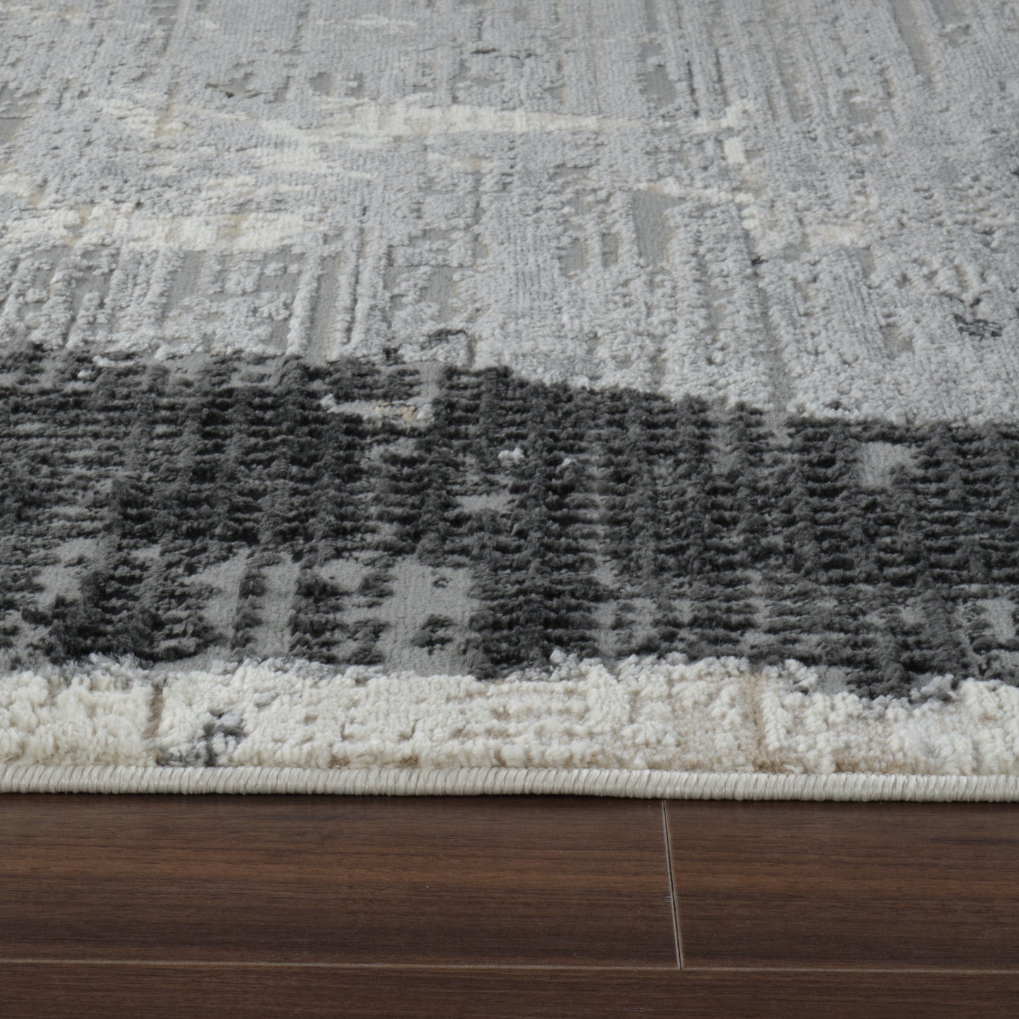 Tapis noir moderne abstrait Nomad