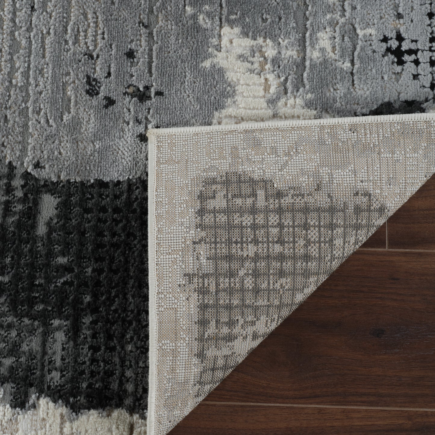 Tapis noir moderne abstrait Nomad