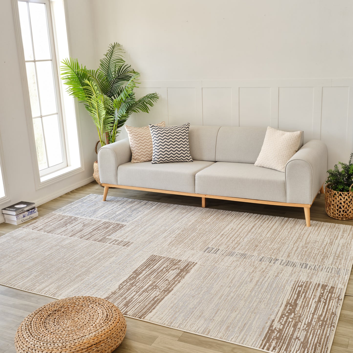 Tapis beige moderne abstrait Nomad