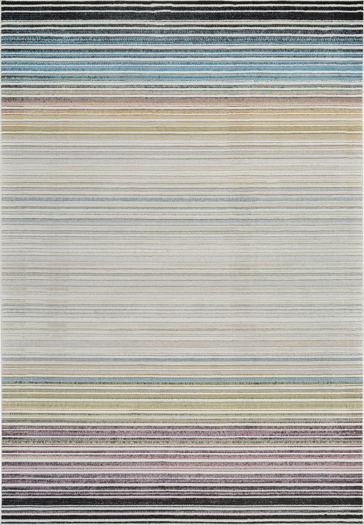 Alfombra de interior contemporánea a rayas beige y azul Mika