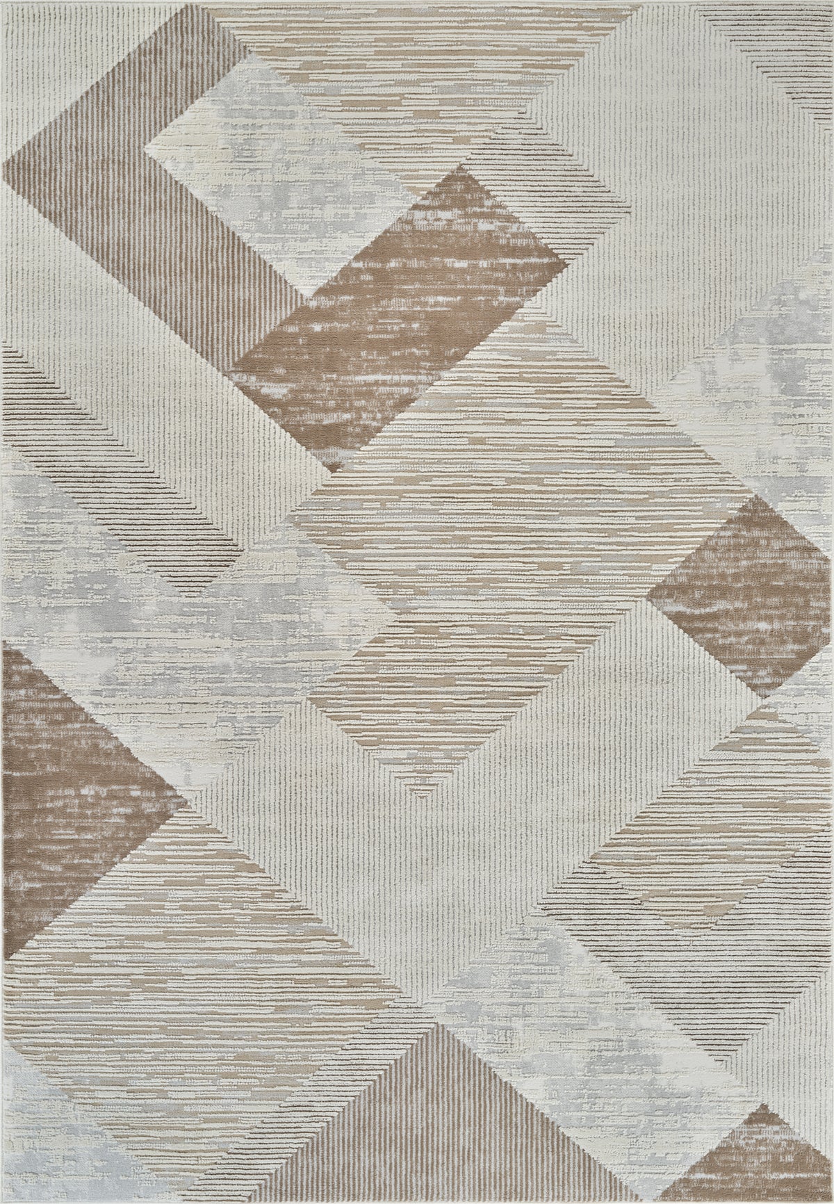 Tapis Lira géométrique contemporain beige et marron
