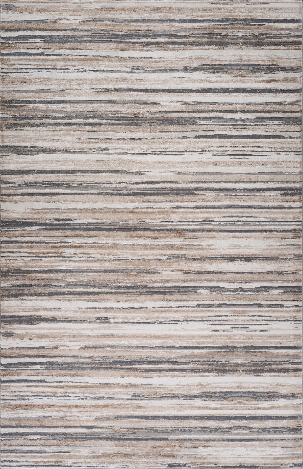 Alfombra de interior contemporánea Esker a rayas beige y gris