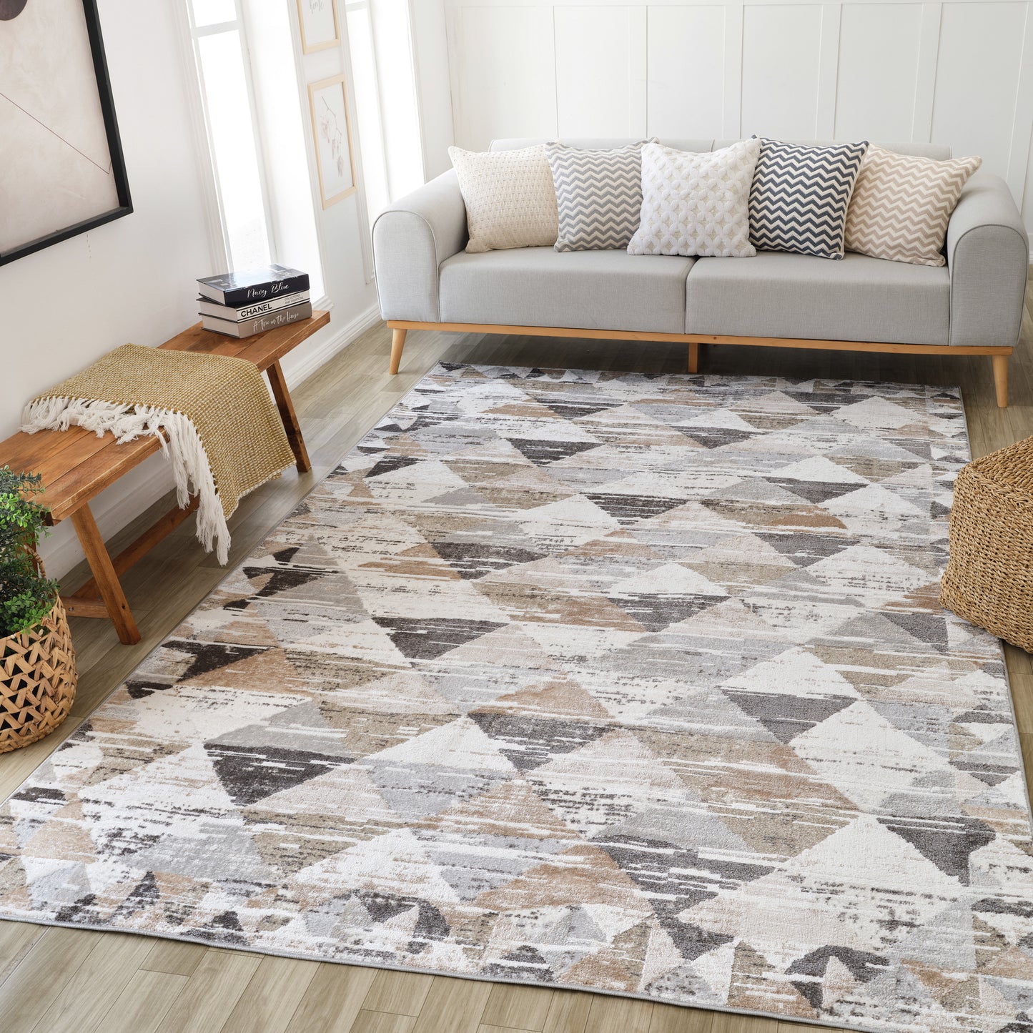 Alfombra beige moderna abstracta Cadence