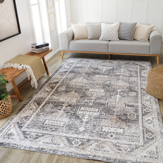 Tapis marron vieilli vintage Cadence