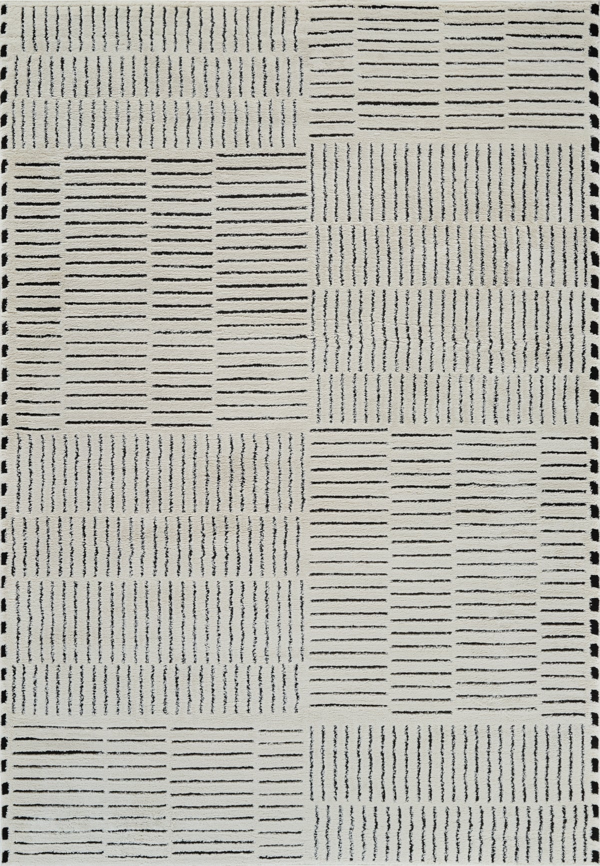 Alfombra de interior moderna abstracta Kawa en crema y negro
