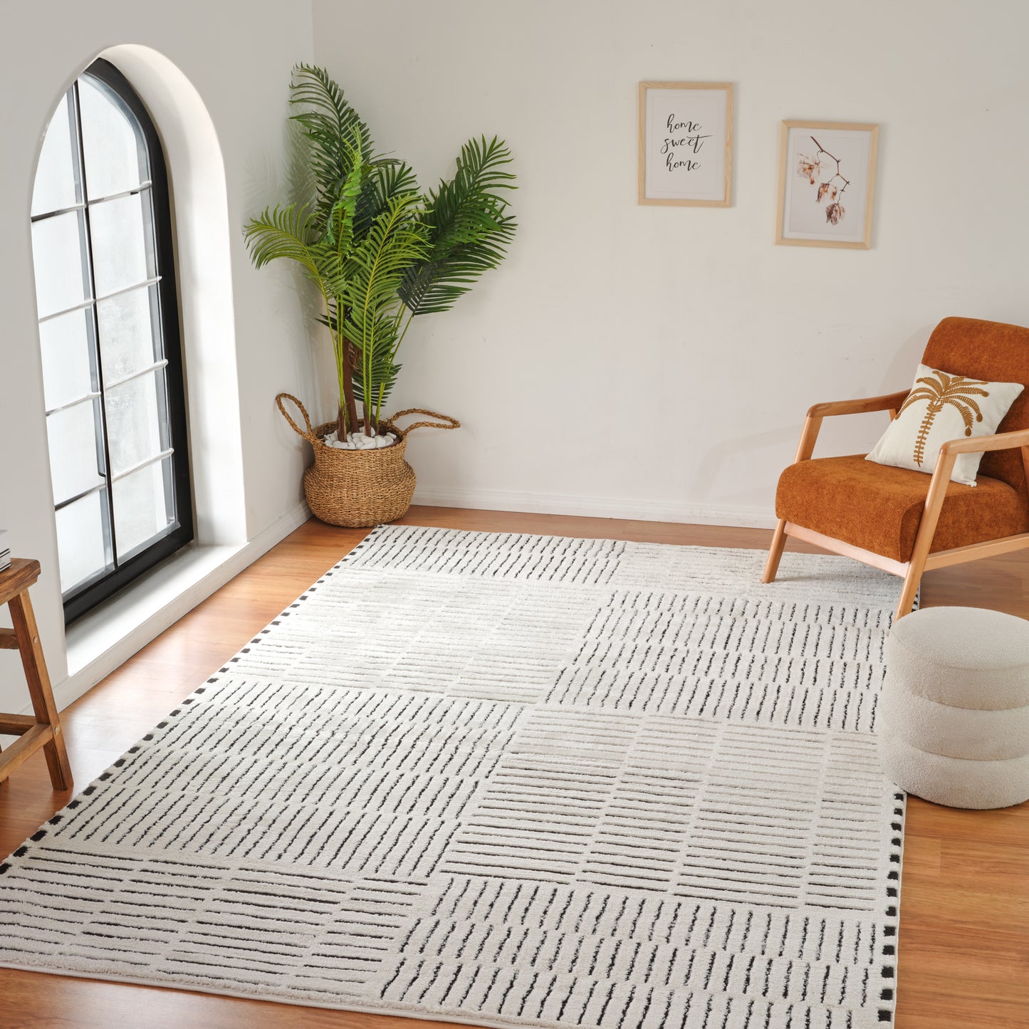 Alfombra Domus Abstract Modern Cream Black