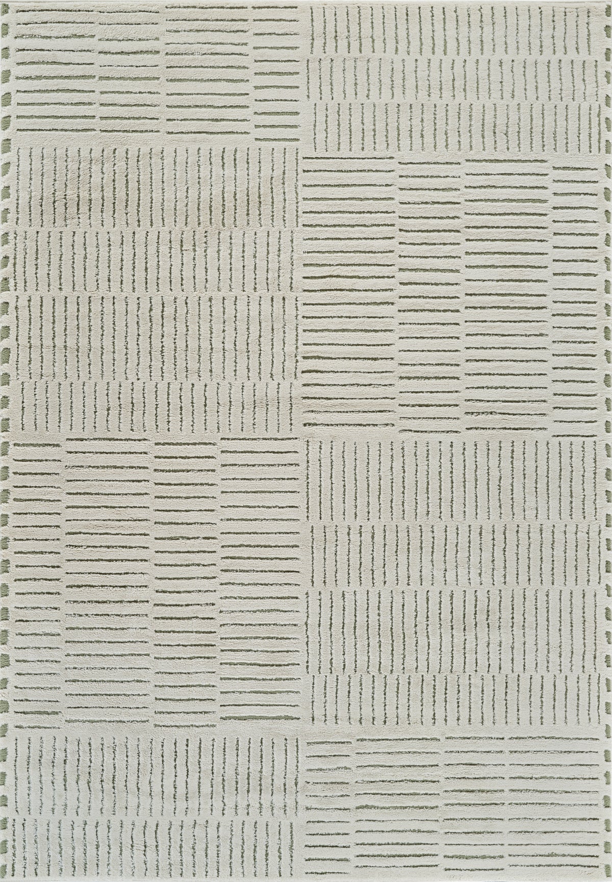Kawa Abstract Modern Cream and Green Indoor Rug