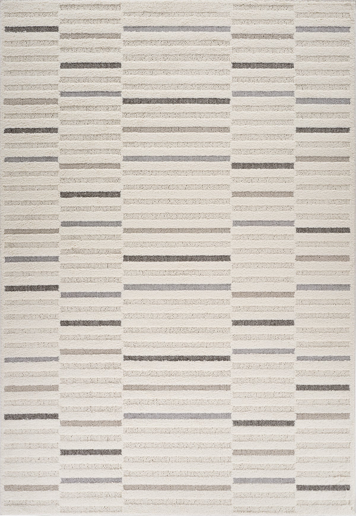 Tapis Alva rayé contemporain crème et gris