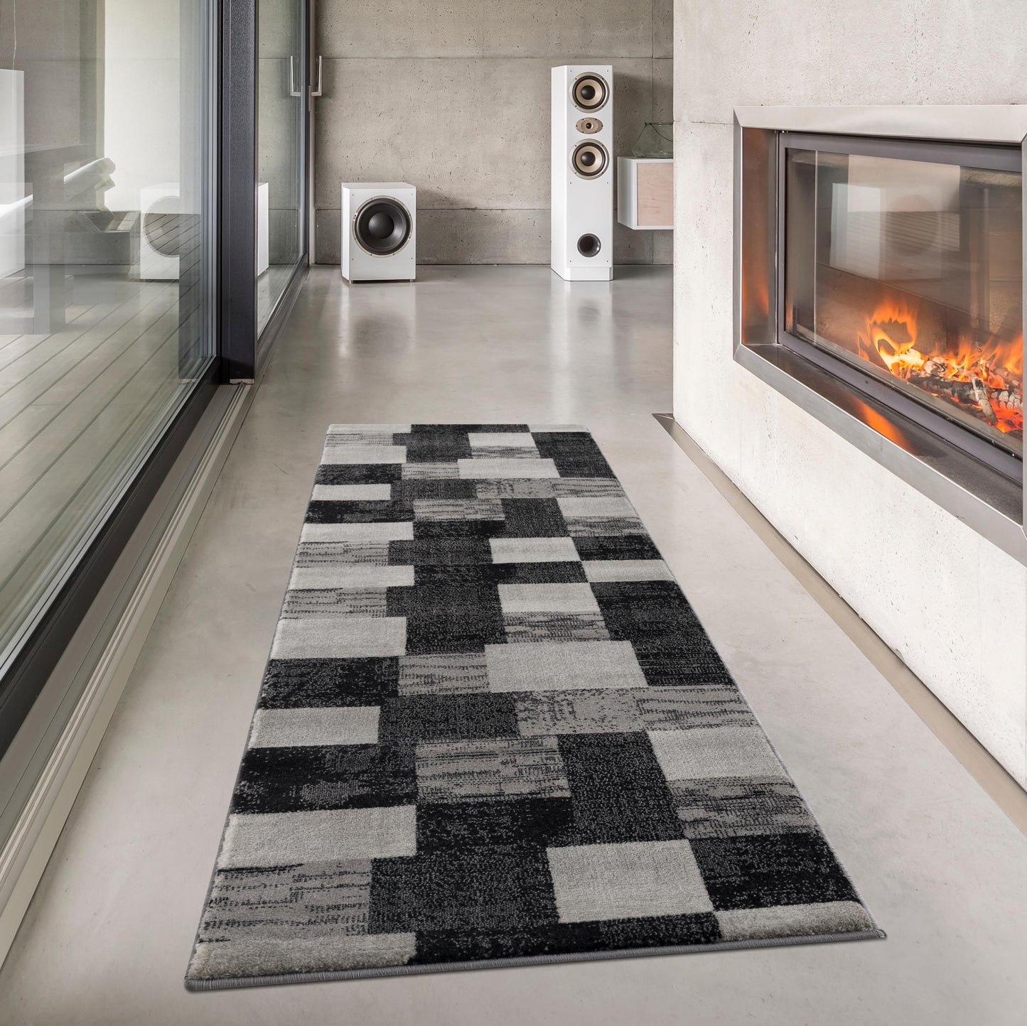 Montage Geometric Checkered Grey Rug