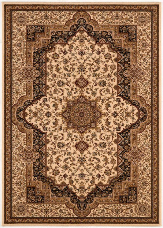 Tapis crème traditionnel persan majestueux