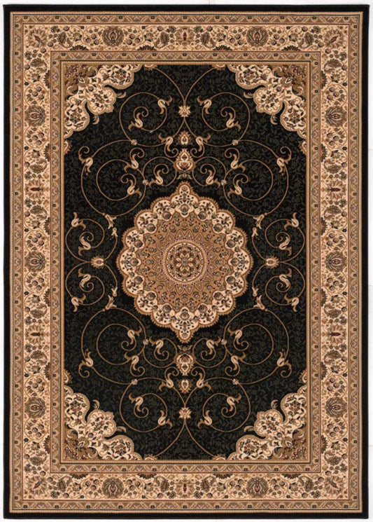 Tapis noir traditionnel persan majestueux (DC & OOS)