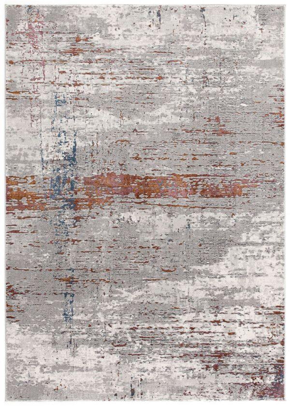 Cairn Abstract Distressed Contemporary Grey and Red Indoor Rug